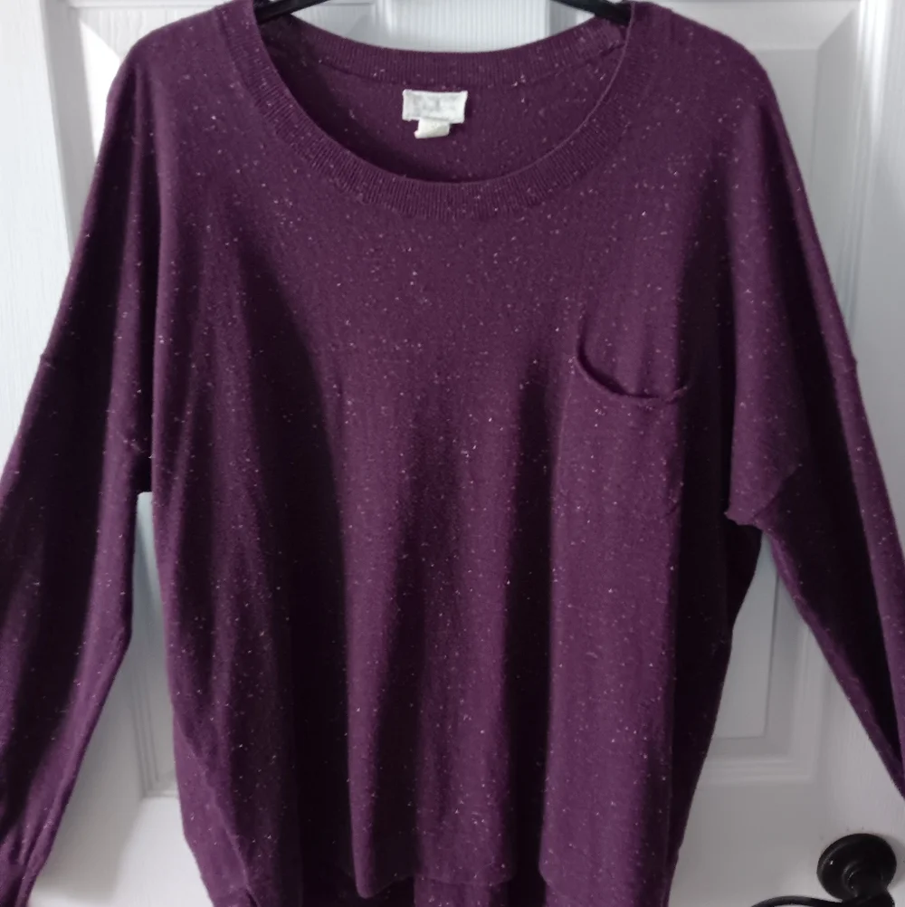 Caslon Womens Speckled Crewneck Pleat Back Sweater - Picture 5 of 9